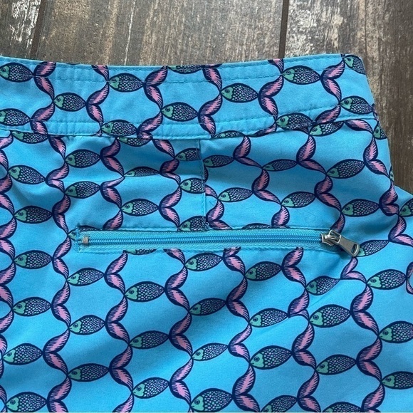 Goodfellow turquoise pink fish print mesh lined swim shorts 34W - Picture 9 of 10